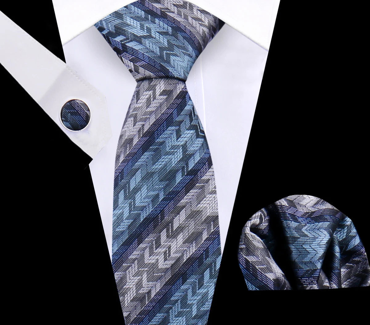 Luxury Plaid Tie For Mens Necktie Handkerchief Pocket Square Cufflinks Set Jacquard Woven Ties Wedding Business Accessories