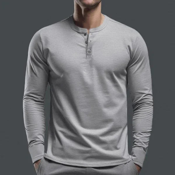 Cross-border Spring and Autumn Clothing European and American Men's T-Shirt Long-sleeved Men's Base Henry Shirt