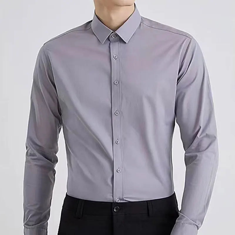 Men's dress shirt long sleeve thin spring and autumn work clothes business casual free ironing breathable slim fashion