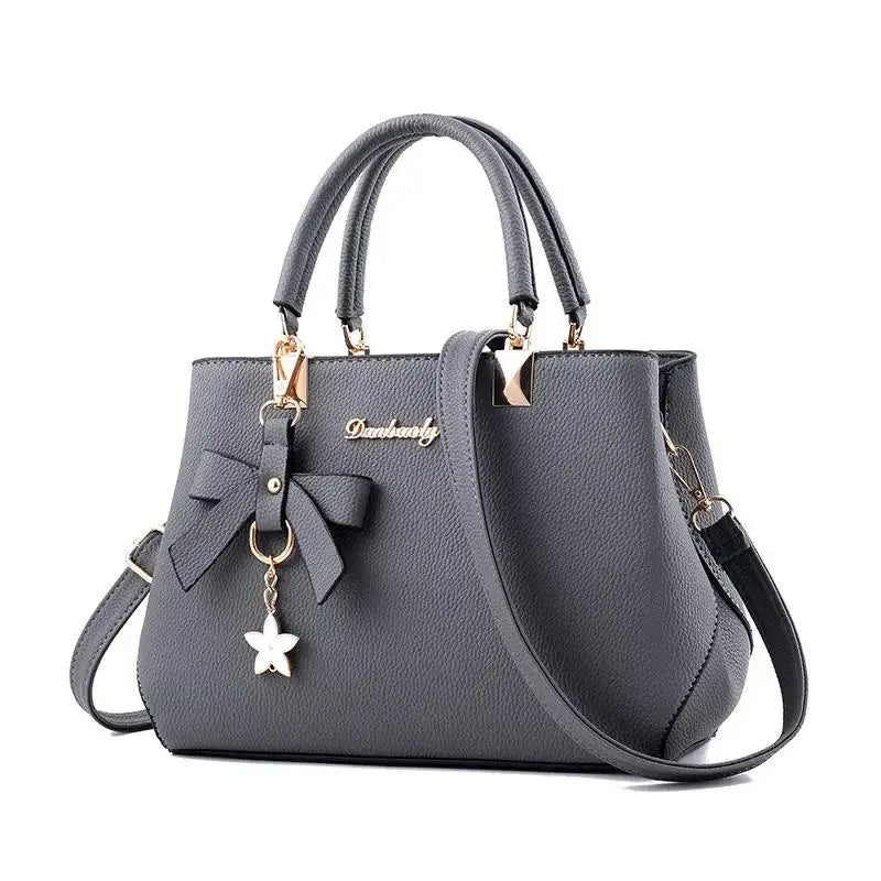 Elegant Women Messenger Bags With Flower Pendant Office Ladies Totes Pure Handbag For Female Crossbody Shoulder Bags