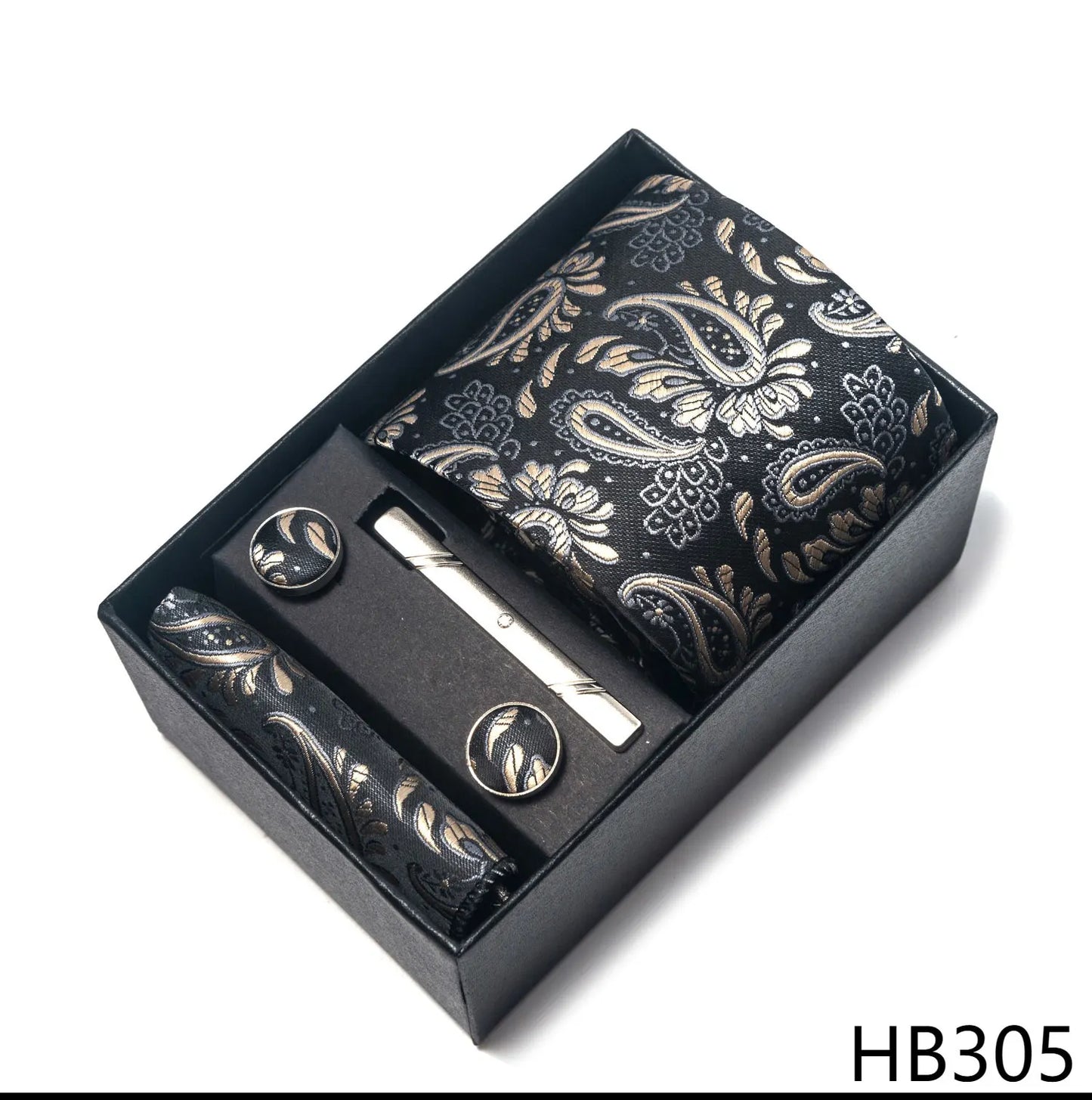 Luxury Brand 8 cm Tie Handkerchief Cufflink Clip Set For Men Wedding Gravata Suit Accessories Holiday Gift Box