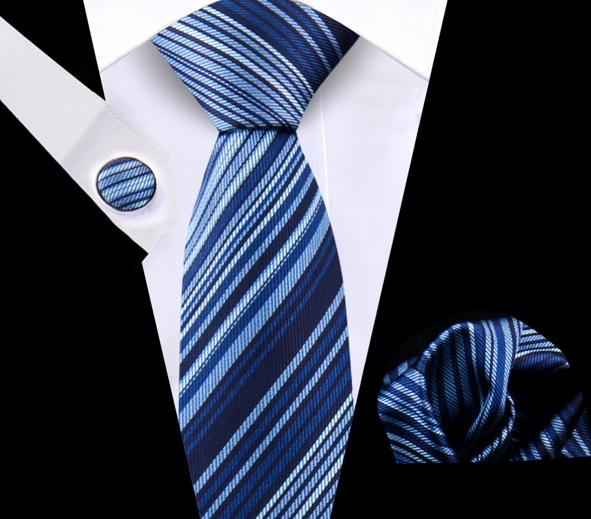 Luxury Plaid Tie For Mens Necktie Handkerchief Pocket Square Cufflinks Set Jacquard Woven Ties Wedding Business Accessories