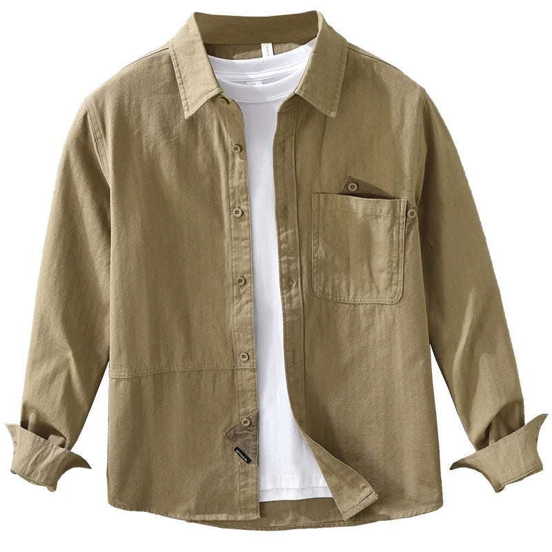 2025 New Spring Japan Workwear Long Sleeve Shirts 100% Cotton Fashion Versatile Artistic Casual Loose Tops Men Drop Shipping