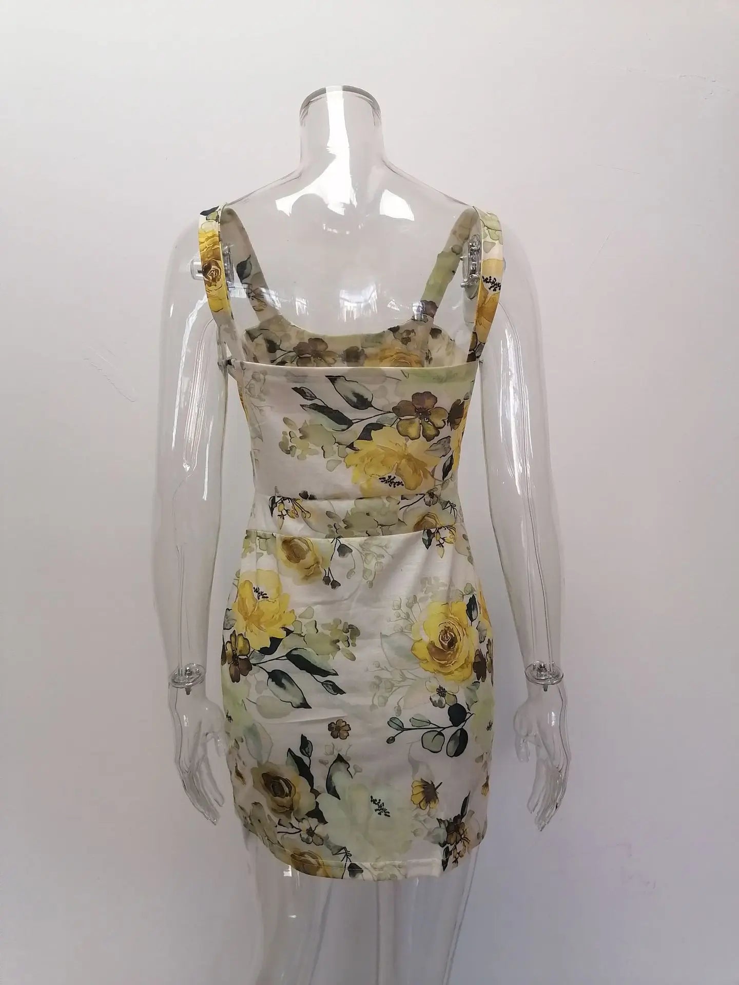 Spring Summer Printed Mini Dresses For Women Sleeveless Hollow Out Package Hip Slim Short Dress Fashion Night Club Party Vestido