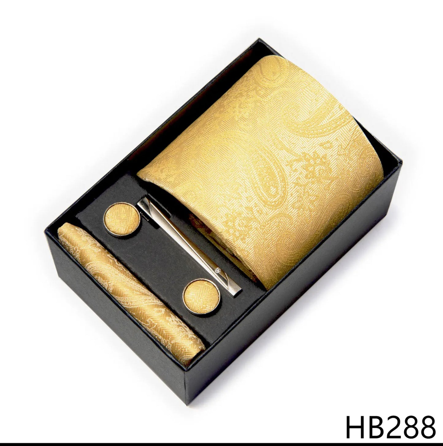 Luxury Brand 8 cm Tie Handkerchief Cufflink Clip Set For Men Wedding Gravata Suit Accessories Holiday Gift Box