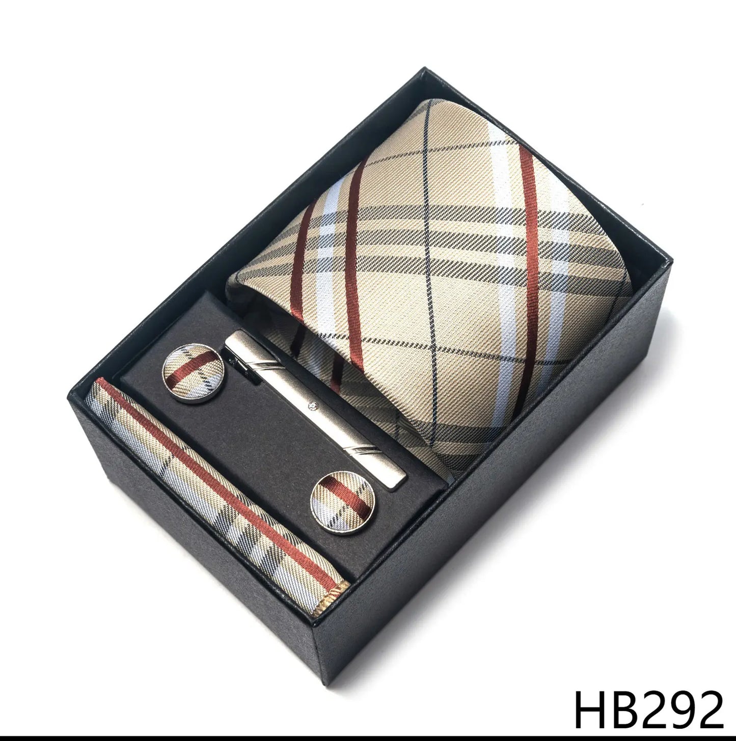 Luxury Brand 8 cm Tie Handkerchief Cufflink Clip Set For Men Wedding Gravata Suit Accessories Holiday Gift Box