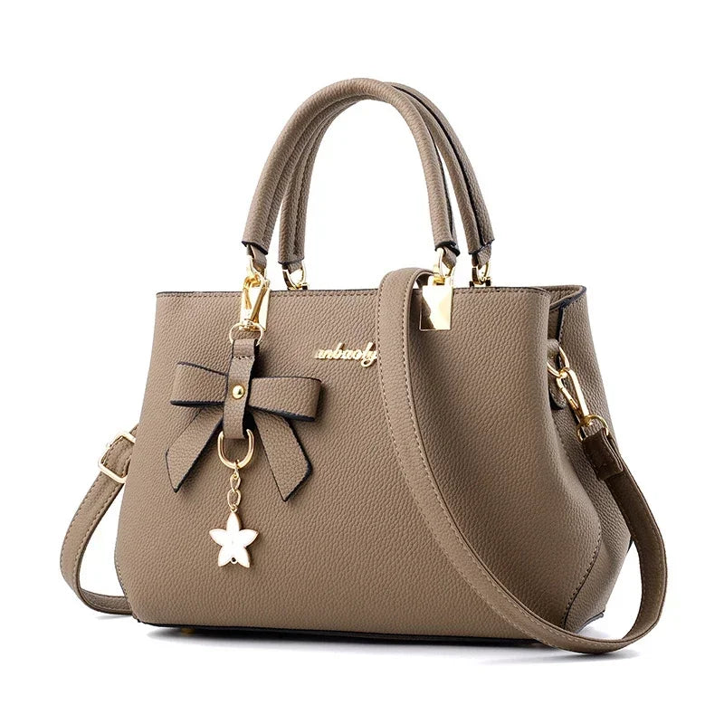 Elegant Women Messenger Bags With Flower Pendant Office Ladies Totes Pure Handbag For Female Crossbody Shoulder Bags