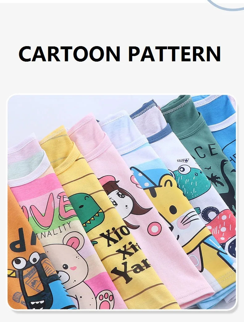Children's Clothing T-Shirt Kids Clothes Boys Girls Summer Cartoon Tops Short Sleeve Clothes 100% Cotton Baby Clothing