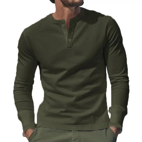 Cross-border Spring and Autumn Clothing European and American Men's T-Shirt Long-sleeved Men's Base Henry Shirt