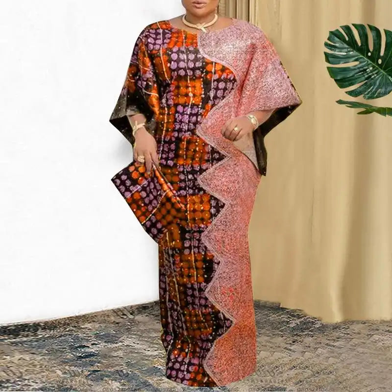 VONDA Women Summer Maxi Dress 2025 Vintage 3/4 Sleeve Printing Sundress Beach Robe Bohemian Bat-wing Sleeve Vestidos Polyester