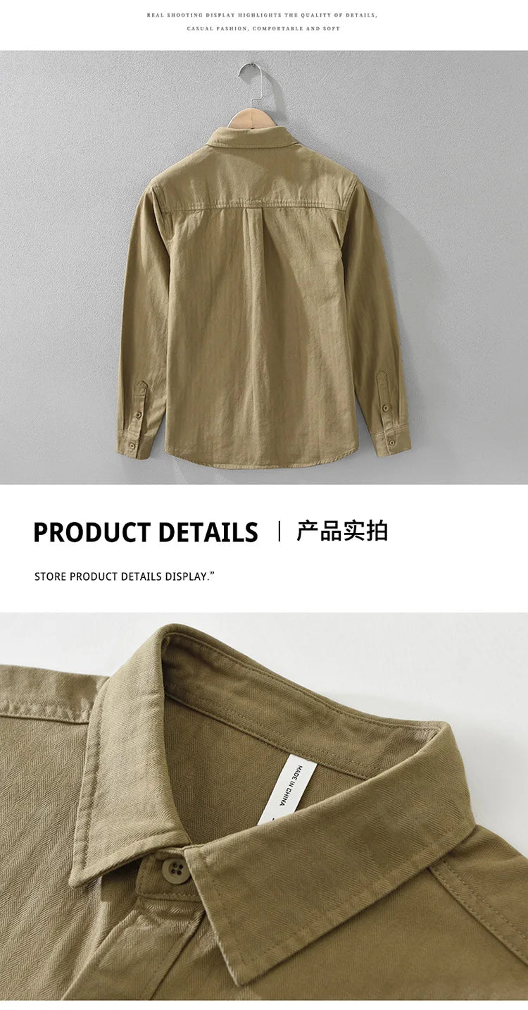 2025 New Spring Japan Workwear Long Sleeve Shirts 100% Cotton Fashion Versatile Artistic Casual Loose Tops Men Drop Shipping