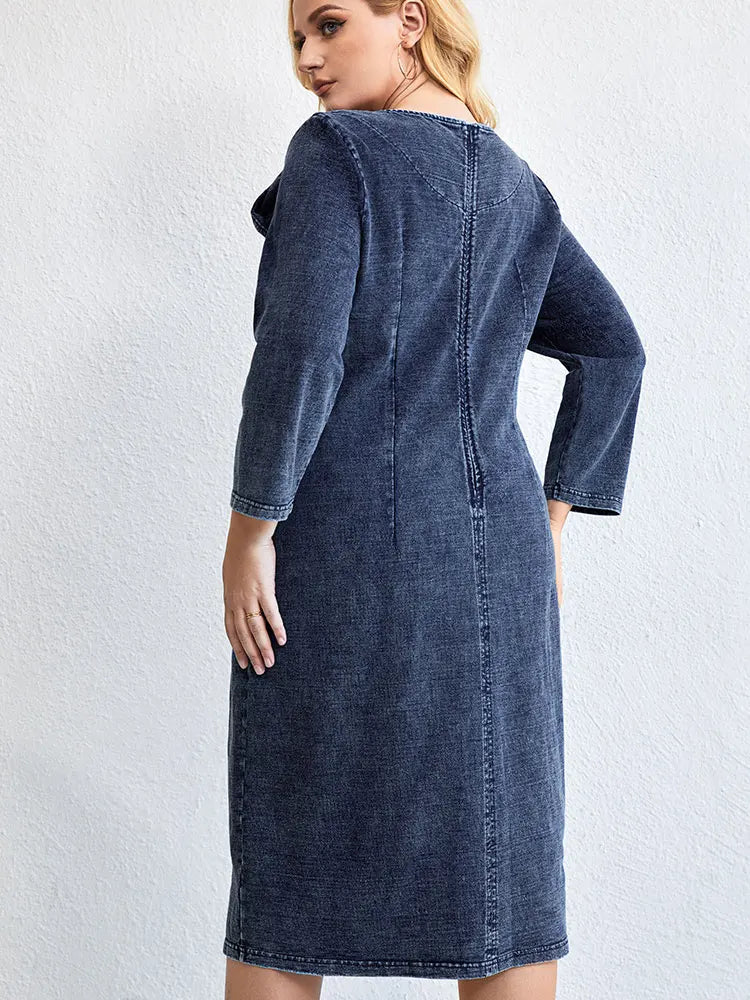 Women's plus size casual denim dress loose mini dress available in multiple sizes