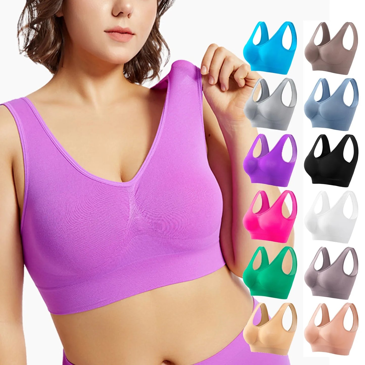 S-5XL Seamless Bras For Women Push Up Hollow Breathable Sports Bra Female Unwired No Pads Crop Top Girls Sexy Lingerie Brassiere