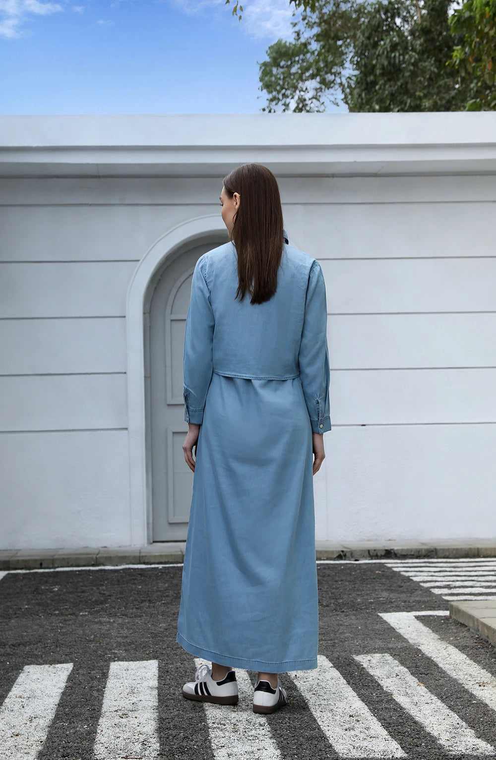 AP SS25 Women Lightweight Denim Wrap Blouse & Slip Dress