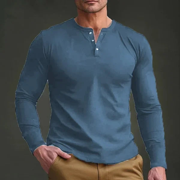 Cross-border Spring and Autumn Clothing European and American Men's T-Shirt Long-sleeved Men's Base Henry Shirt