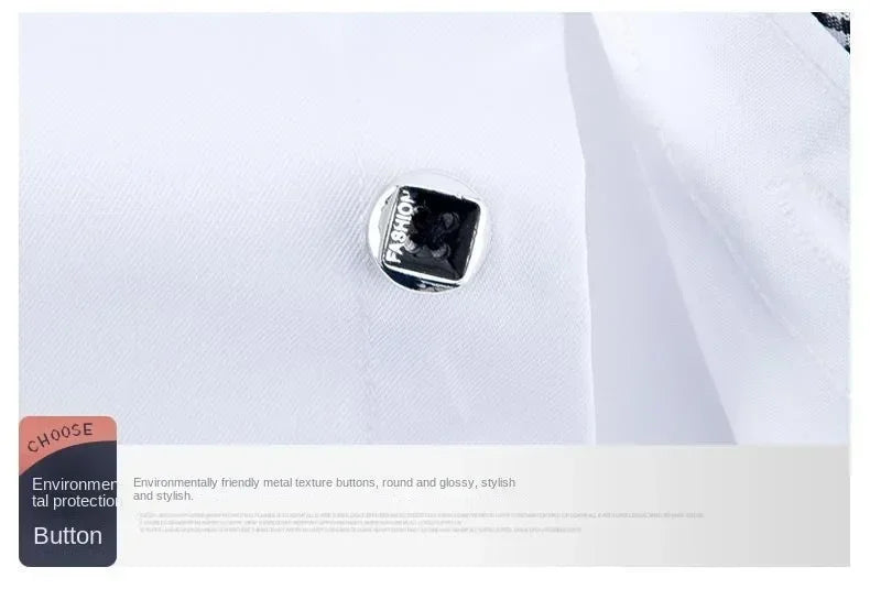 Spring and Autumn Men Dress Shirt Long Sleeve Trim Business Casual Solid Color Shirt Slim Fit White Base Layer Shirt for Male