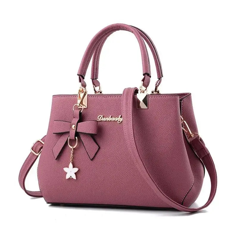 Elegant Women Messenger Bags With Flower Pendant Office Ladies Totes Pure Handbag For Female Crossbody Shoulder Bags