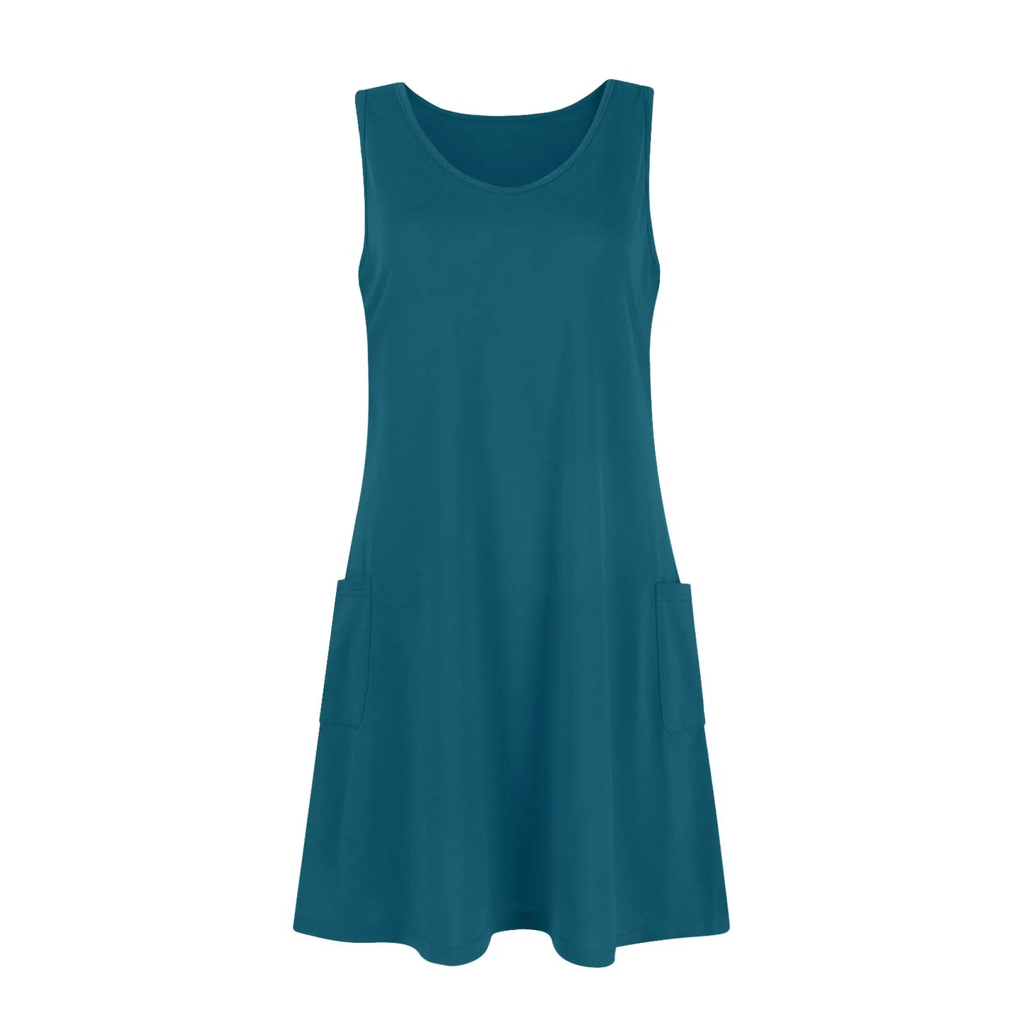 Womens Summer Dresses Plain Loose V Neck Sleeveless Sundresses Swimsuit Coverup With Pockets Vestidos Para Mujer платье женское