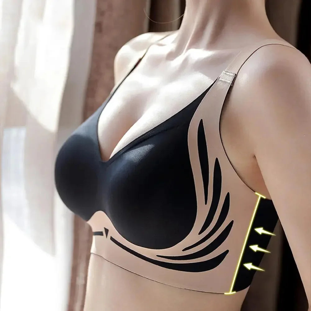 Super Gather Wireless Push-up Bra Women Gathered Up Soft Support Adjustable Underwear Anti-sagging Seamless Lift-up Bra