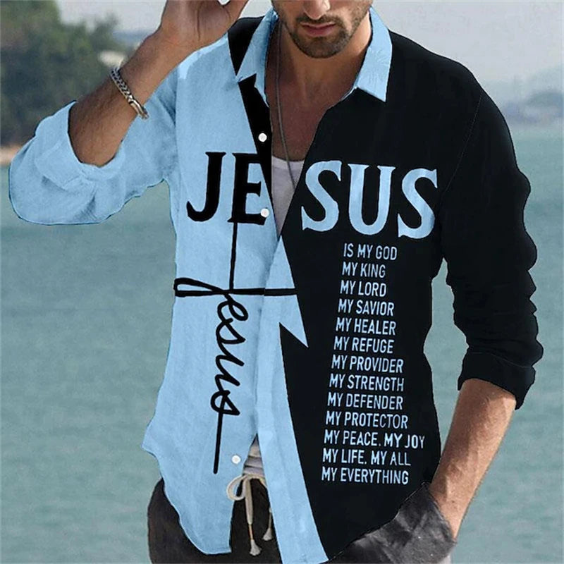 2024 Fashion Men's Elegant Shirt Spotted 3D Printed Lapel Button Up Classic Long Sleeve Shirt Temperament Men's Partywear