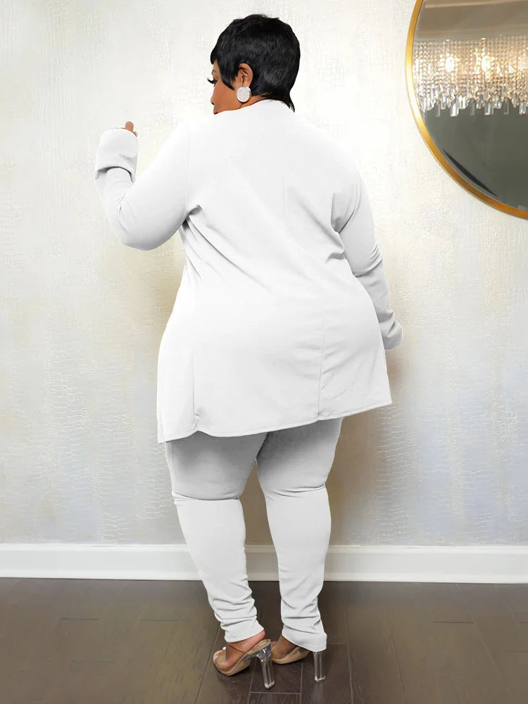 Wmstar Plus Size Two Piece Outfits Women Matching Suit Solid Top Leggings Pants Sets Casual Fall Winter
