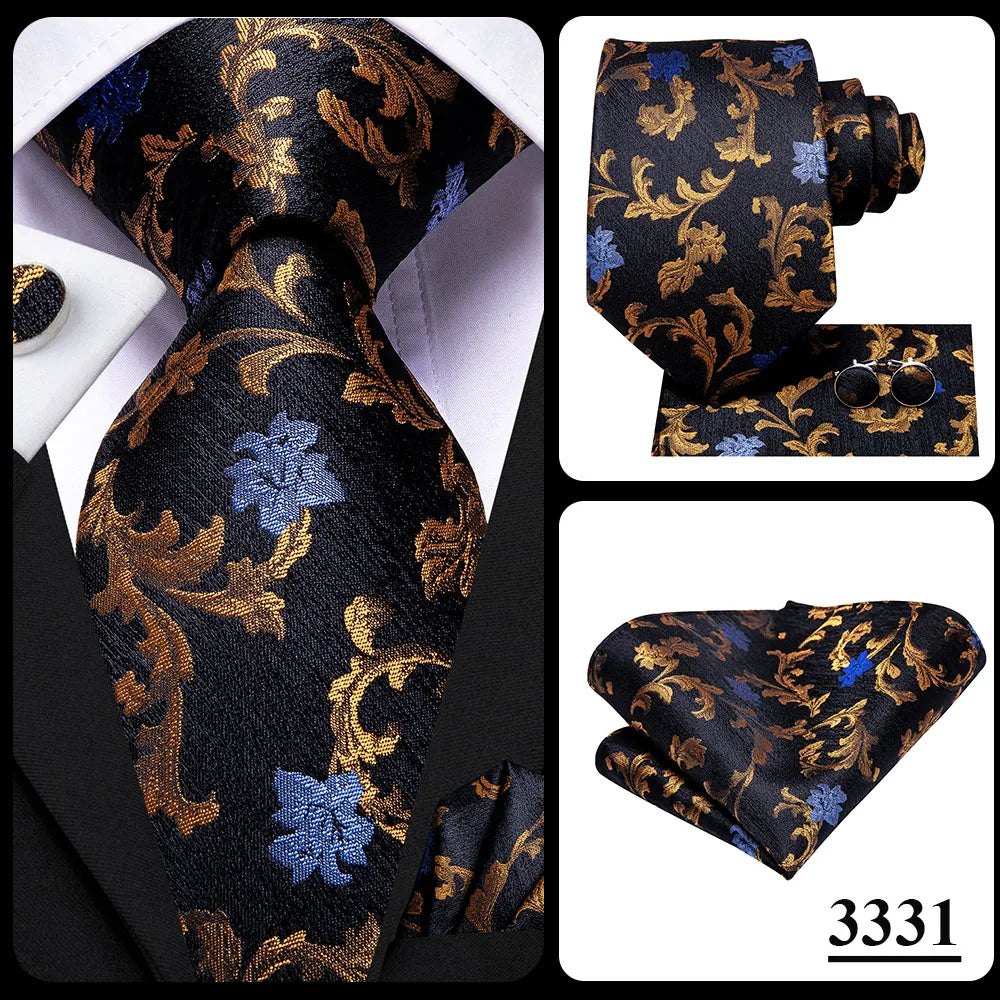 Hi-Tie 8.5cm Business Black Solid Paisley 100% Silk Men's Tie Neck Strip Ties for Men Formal Luxury Wedding Neckties Gravatas