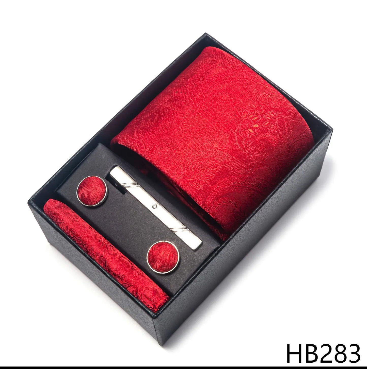 Luxury Brand 8 cm Tie Handkerchief Cufflink Clip Set For Men Wedding Gravata Suit Accessories Holiday Gift Box