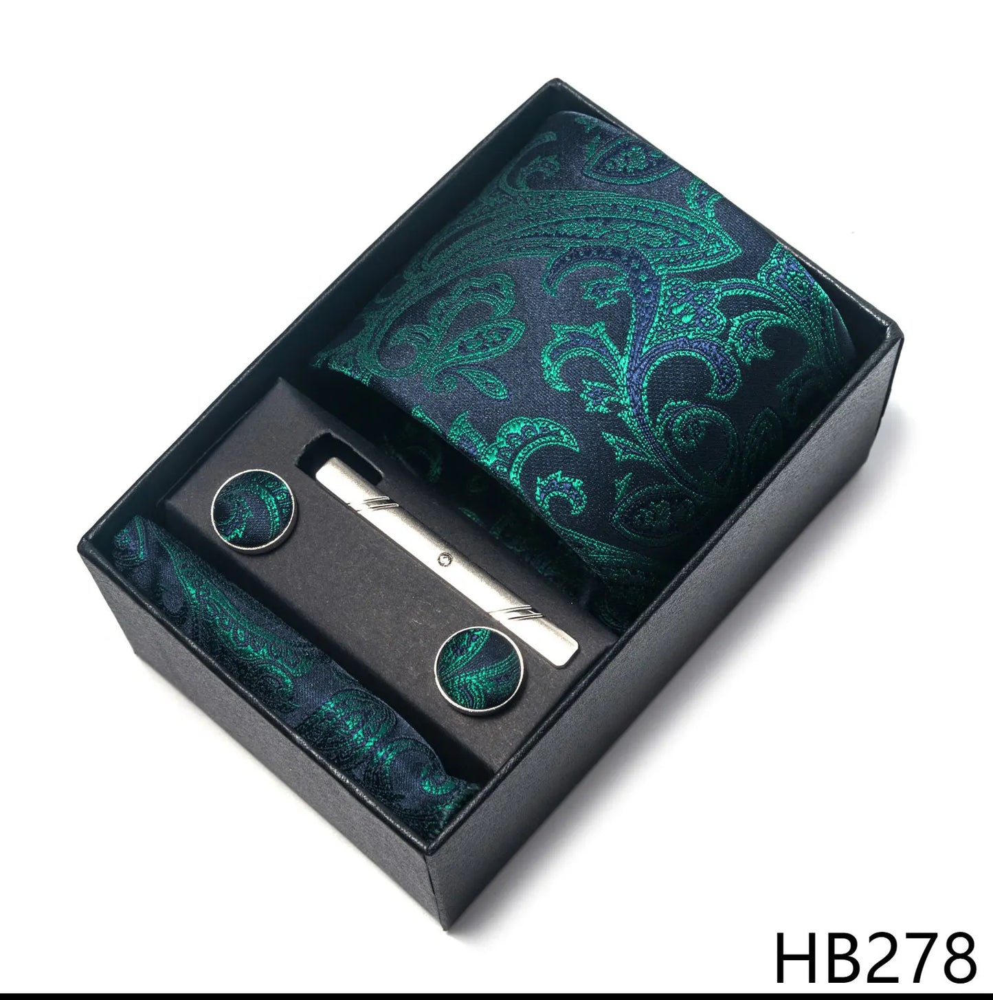 Luxury Brand 8 cm Tie Handkerchief Cufflink Clip Set For Men Wedding Gravata Suit Accessories Holiday Gift Box