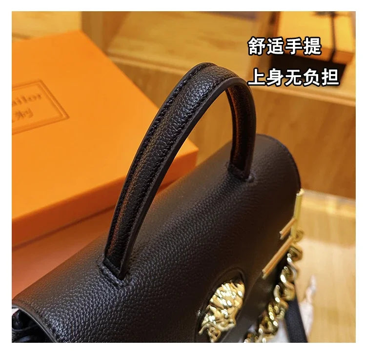 Premium Retro Messenger Bag Women - Textured Leather Shopper with Custom Paris Letter Logo & Versatile Crossbody Strap Design