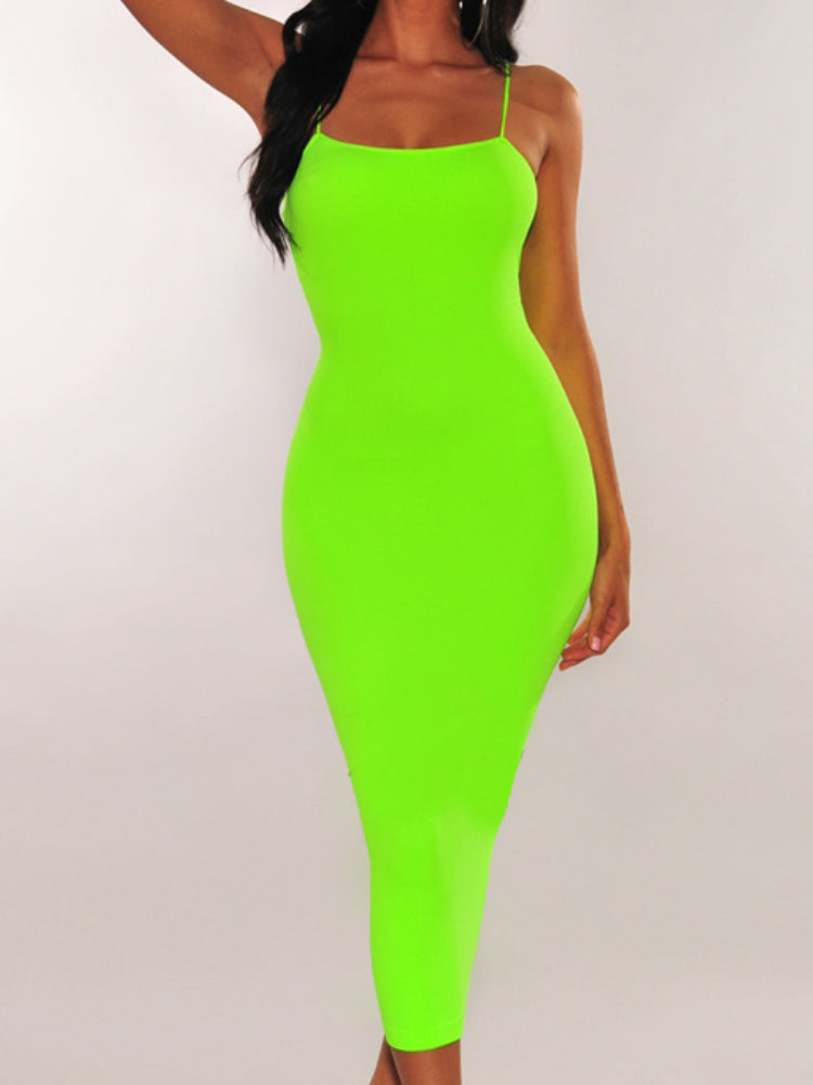 Sexy Wrap Chest Girdling Waist Long Bodycon Dress Women Spaghetti Strap Solid Color Skinny Dress Elegant Club Party Vestidos
