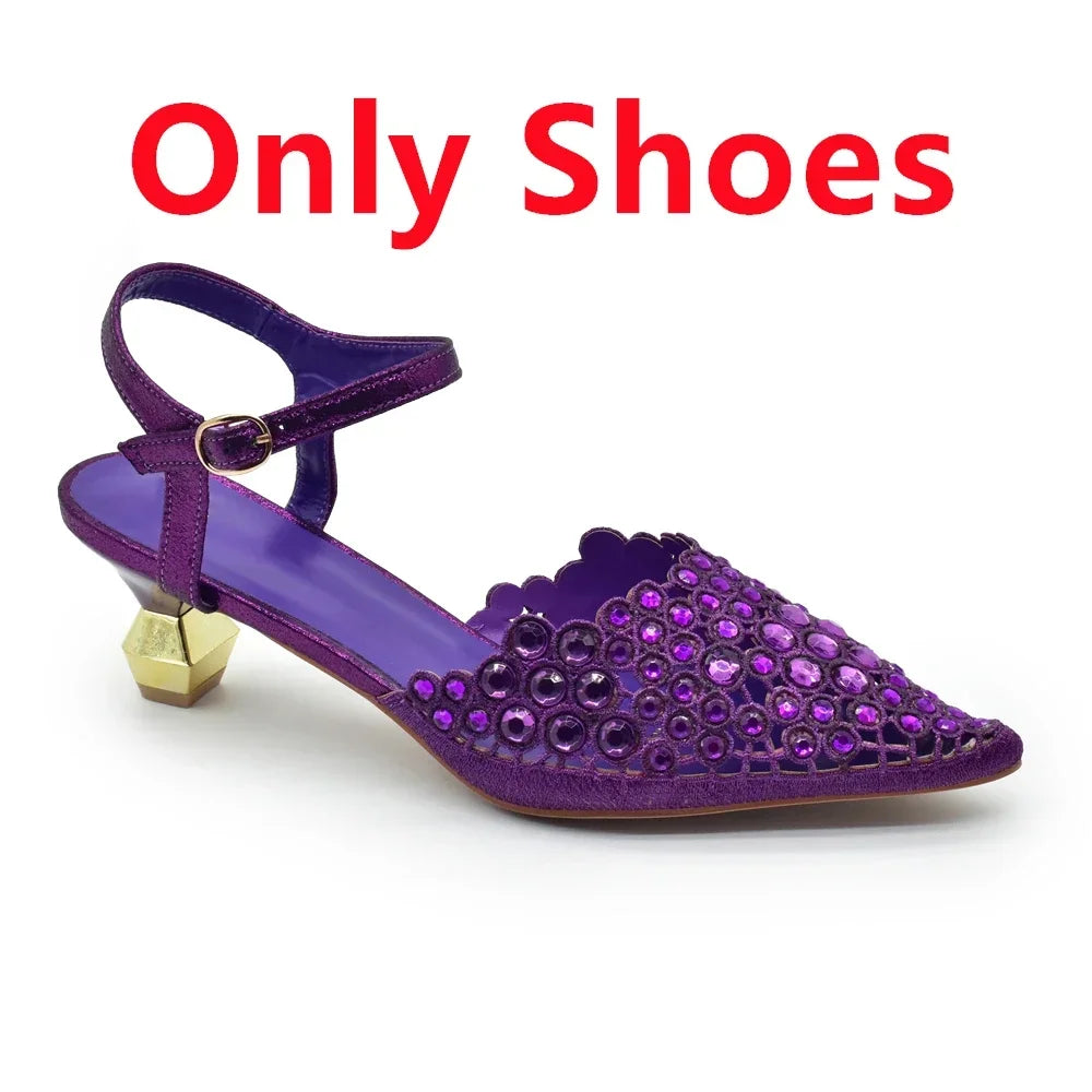 Hot Selling Pointed Toe Ladies Shoes Matching Bag Set for Nigeran Wedding Party Pumps Shoes for Women 2025 Designer Luxury