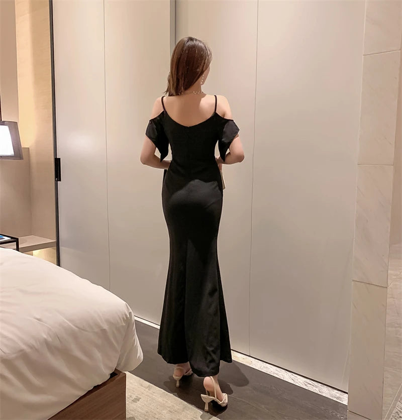Spring Women Red Evening Party Dresses Short Sleeve V Neck Fit And Flare Long Maxi Summer Dress Lady Prom Gown Robe Longue Femme