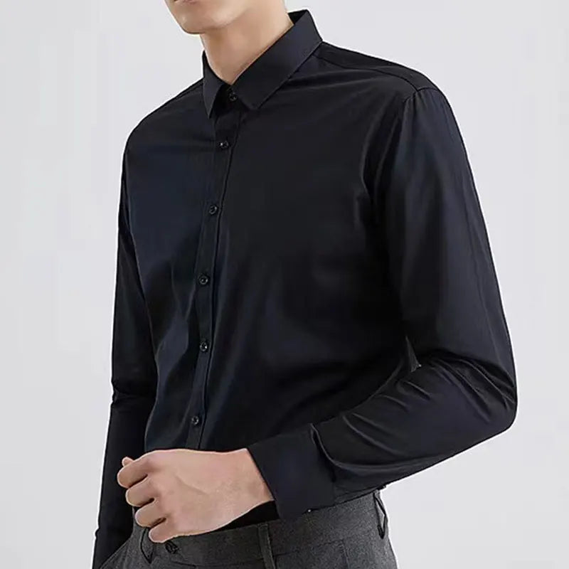 Men's dress shirt long sleeve thin spring and autumn work clothes business casual free ironing breathable slim fashion