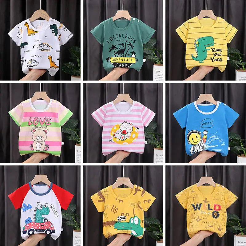 Children's Clothing T-Shirt Kids Clothes Boys Girls Summer Cartoon Tops Short Sleeve Clothes 100% Cotton Baby Clothing