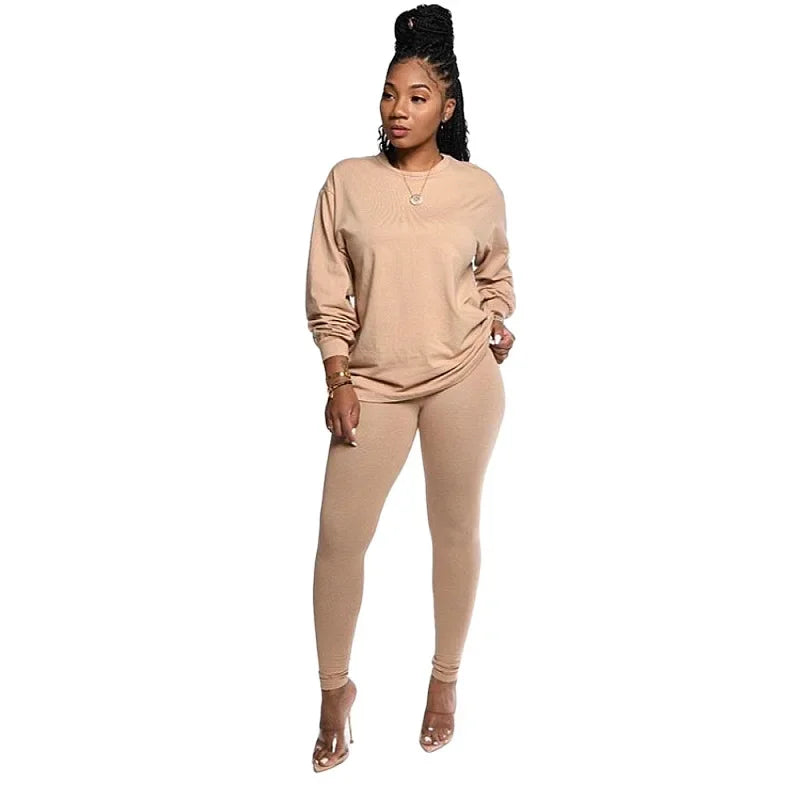 two piece set women 2 piece set stacked leggings clothes for women outfits stacked pants tracksuit female fall clothes 2024