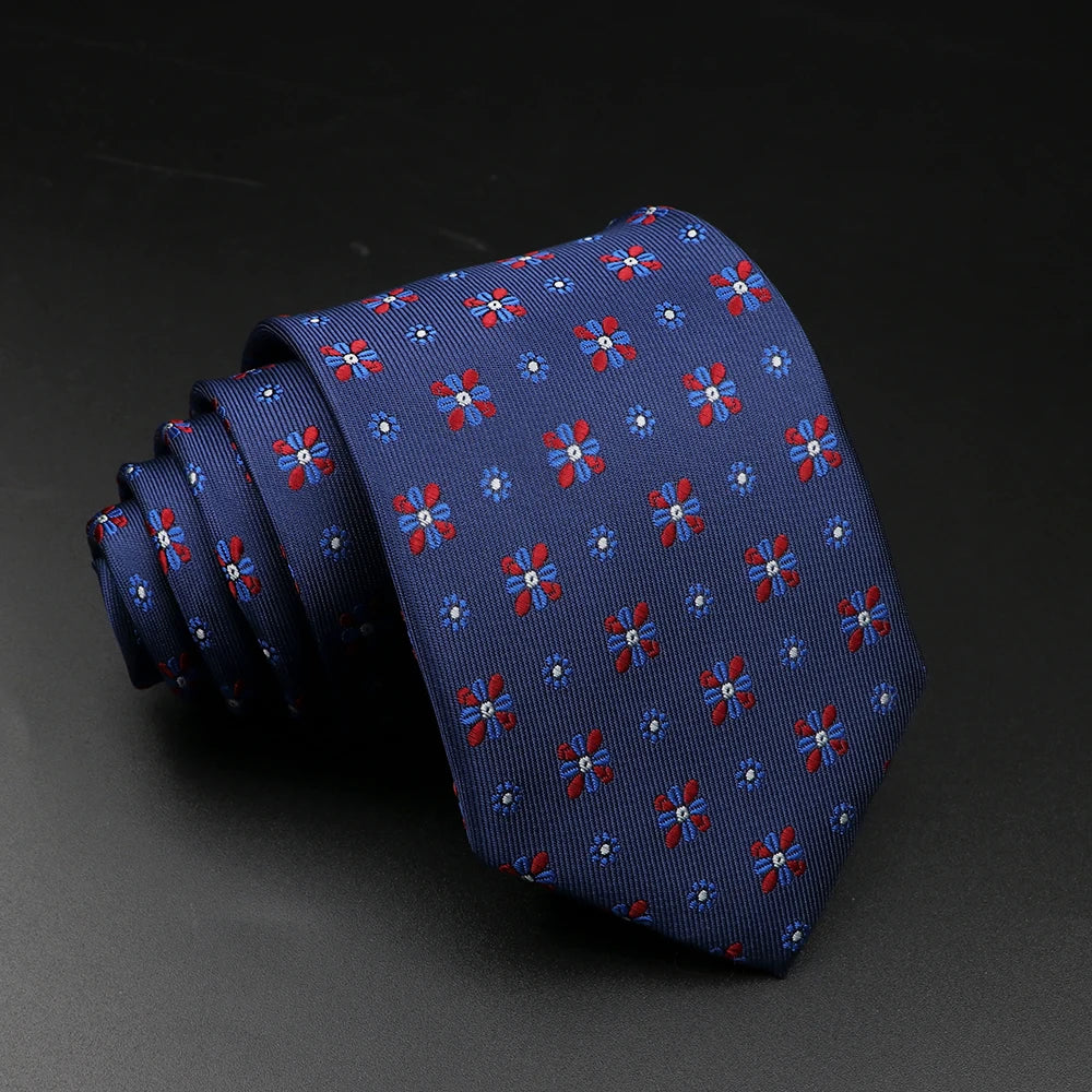 New Style Fashion Jacquard Floral Paisley Necktie Polyester Male Narrow Red Blue Tie Suit Shirt Gift For Men Accessory Gravatas