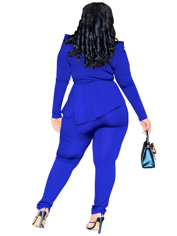 Wmstar Plus Size Two Piece Set Women Clothing Pants Sets Top Leggings Matching Office Lady Fall Clothes