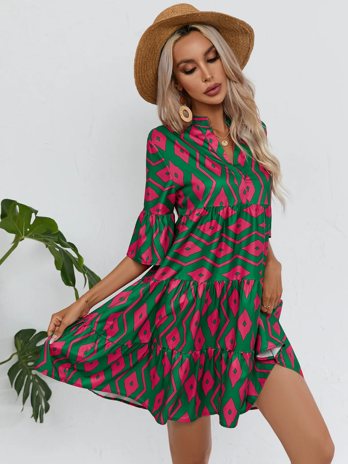 Women's Spring Summer Printed Dress Long Sleeve Flared Mid-Length Official Store Exclusive New Arrivals