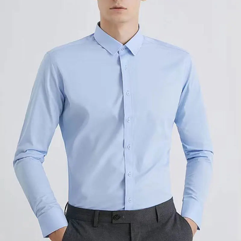 Men's dress shirt long sleeve thin spring and autumn work clothes business casual free ironing breathable slim fashion