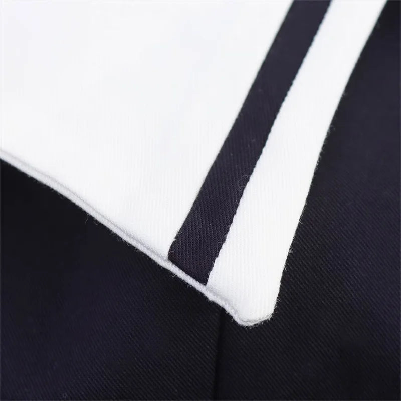 Women's Dresses New Summer 2025 Sailor Suit Style Wide Pleated Cropped Dress Fashionable Color-Blocking Sexy Cute Personality