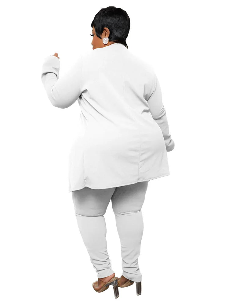 Wmstar Plus Size Two Piece Outfits Women Matching Suit Solid Top Leggings Pants Sets Casual Fall Winter