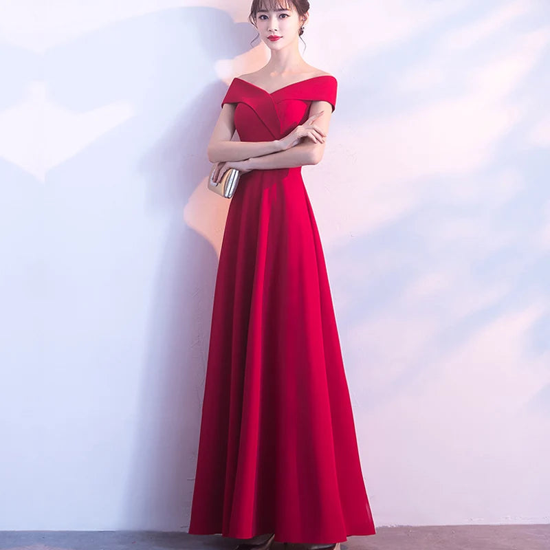 Spring Women Red Evening Party Dresses Short Sleeve V Neck Fit And Flare Long Maxi Summer Dress Lady Prom Gown Robe Longue Femme