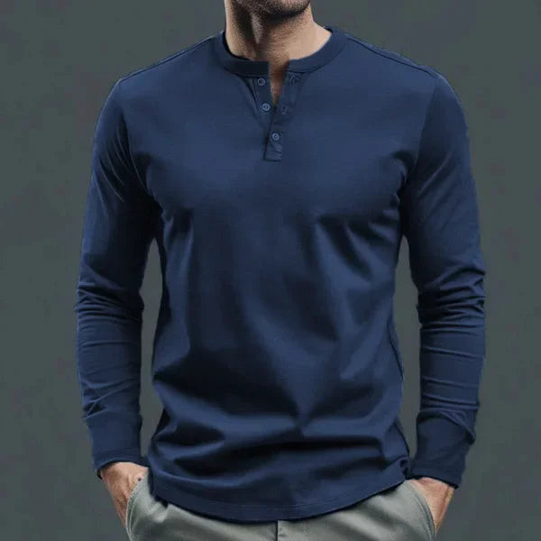 Cross-border Spring and Autumn Clothing European and American Men's T-Shirt Long-sleeved Men's Base Henry Shirt