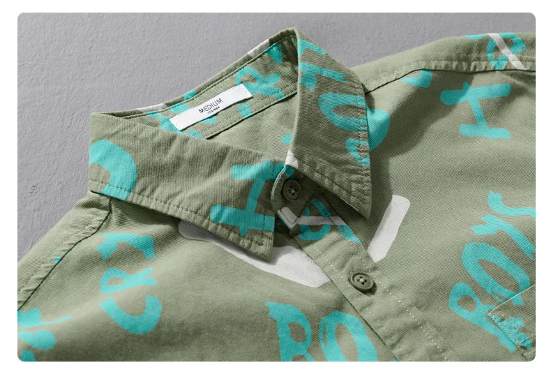 Spring Autumn Men's Clothing Design Sense Simple Long Sleeve Letter Printed Shirt Trendy Casual Fashion Versatile Men's Blouse