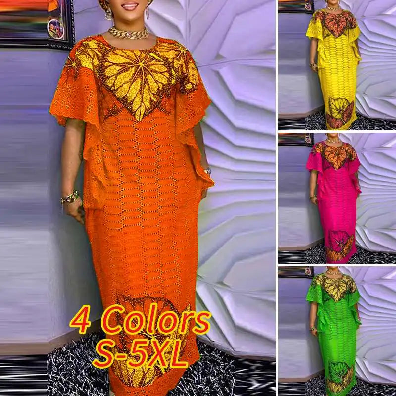 Summer Maxi Dress VONDA Sexy Bat-wing Sleeve Party Sundress 2024 Fashion Bohemian Printed Vestidos Casual Robe Oversized
