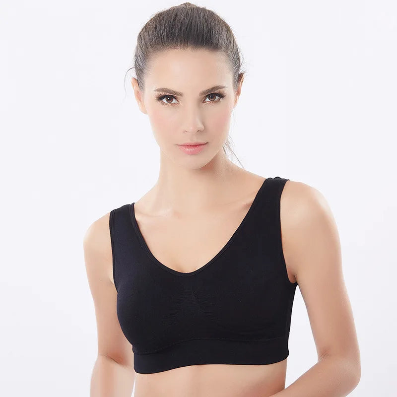 Women Wireless Sports Bra Fitness Running Vest Gym Workout Underwear Padded Tops Bralette Breathable Brassiere Push Up Bras