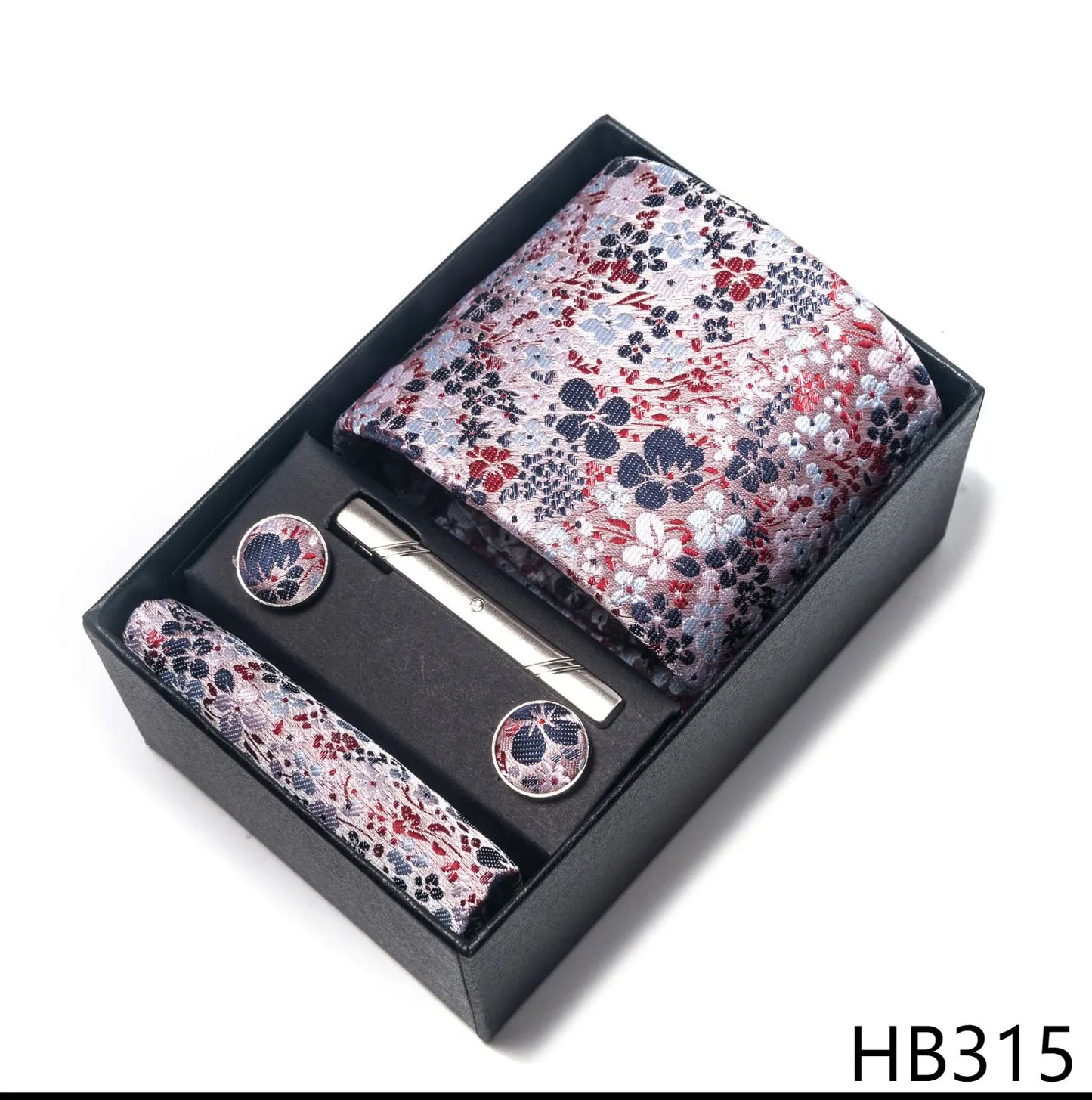 Luxury Brand 8 cm Tie Handkerchief Cufflink Clip Set For Men Wedding Gravata Suit Accessories Holiday Gift Box