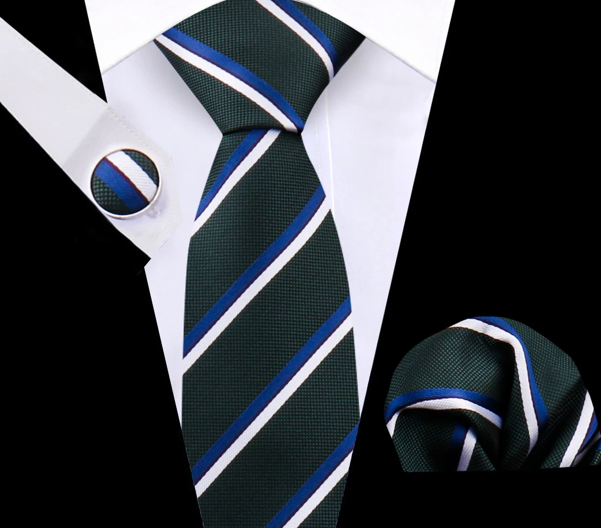 Luxury Plaid Tie For Mens Necktie Handkerchief Pocket Square Cufflinks Set Jacquard Woven Ties Wedding Business Accessories
