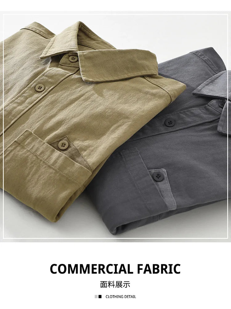 2025 New Spring Japan Workwear Long Sleeve Shirts 100% Cotton Fashion Versatile Artistic Casual Loose Tops Men Drop Shipping