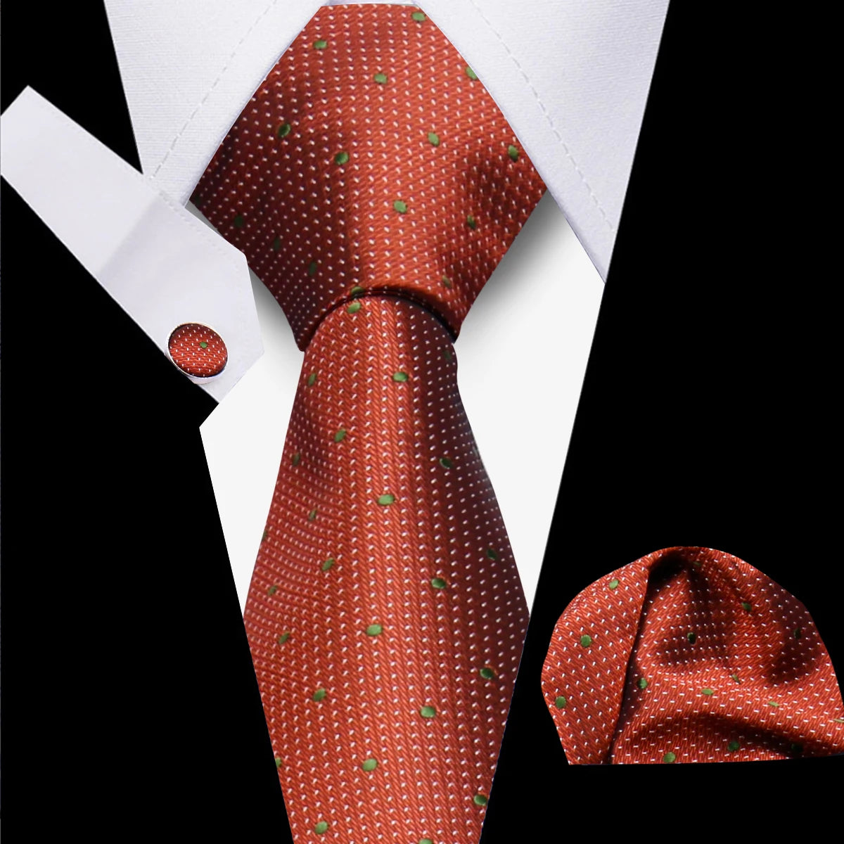 Classic Elegant Ties For Men Fashion Gifts Striped Solid Necktie Handchief Cufflink 3 Pcs Set Wedding Business Suit Accessories